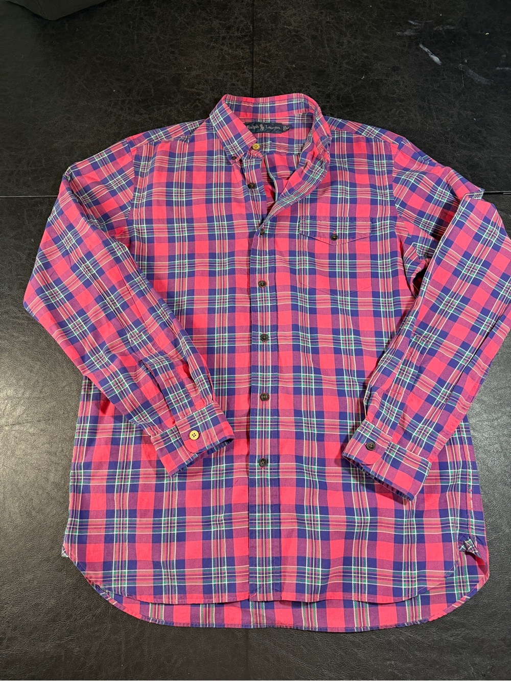 Ralph Lauren Pink and Blue Plaid Button-Down Shirt